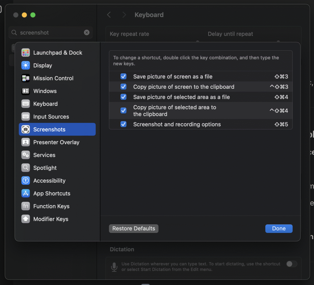 Command + Shift + 5 isn't working